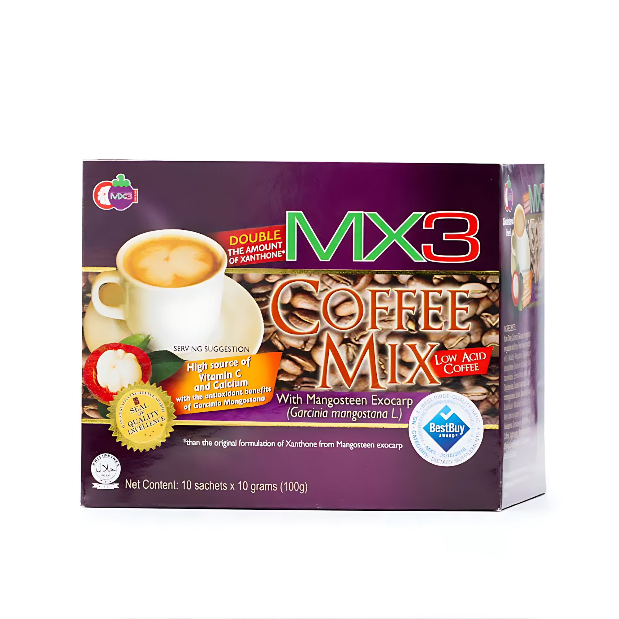 MX3 Coffee Mix with Mangosteen Exocarp – 10 Sachets x 10g (100g Box)