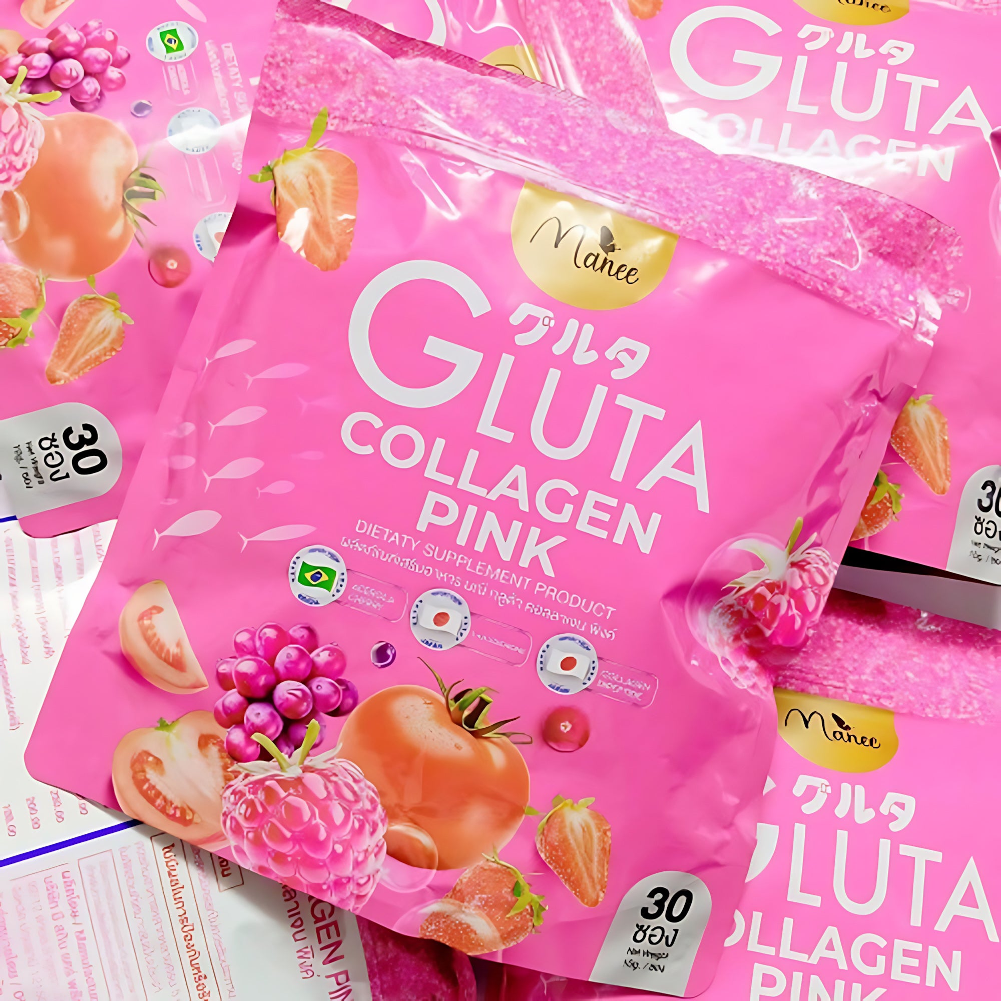 Manee Gluta Collagen Pink – 30 Sachets × 10g Each