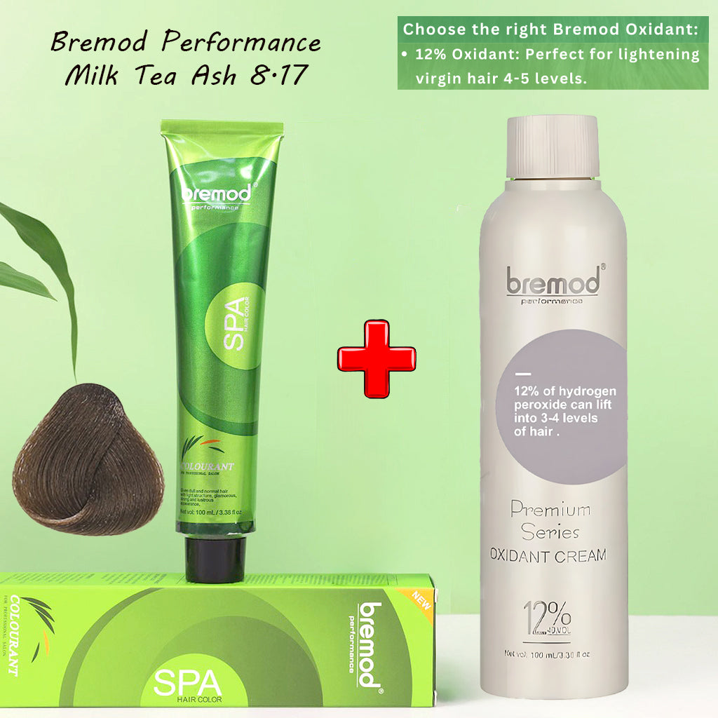 Bremod Performance 8.17 Milk Tea Ash Hair Color with Oxidizer Combo