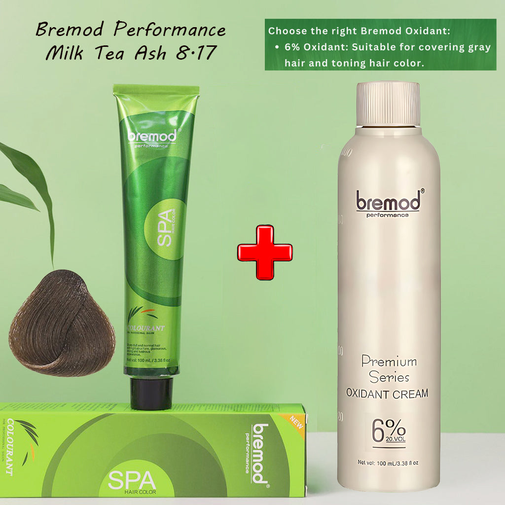Bremod Performance 8.17 Milk Tea Ash Hair Color with Oxidizer Combo