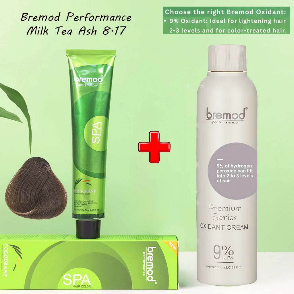 Bremod Performance 8.17 Milk Tea Ash Hair Color with Oxidizer Combo