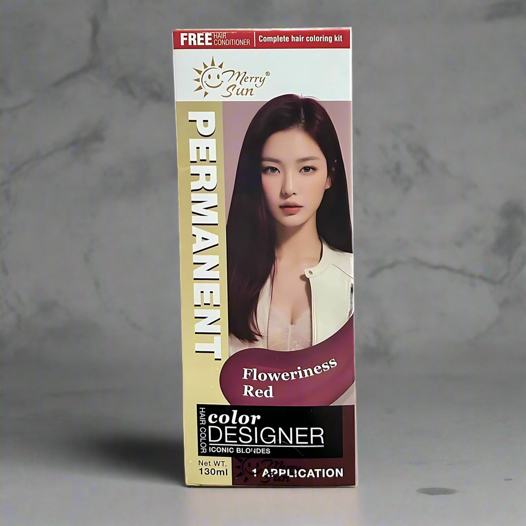 MerrySun Permanent Hair Color – Floweriness Red (Complete Coloring Kit, 130ml)