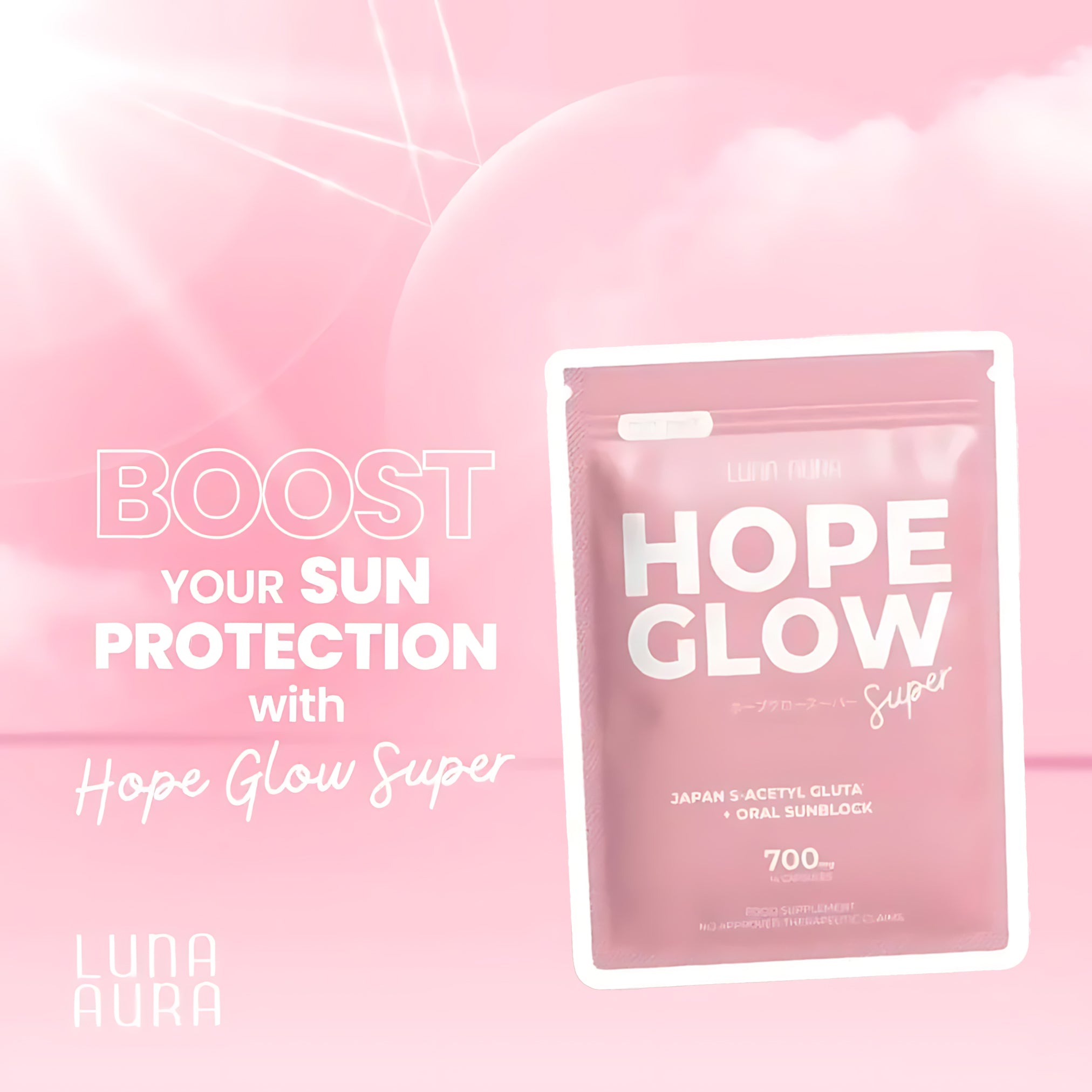Luna Aura Hope Glow Advanced Glutathione Super Mini – 700mg (14 Capsules)