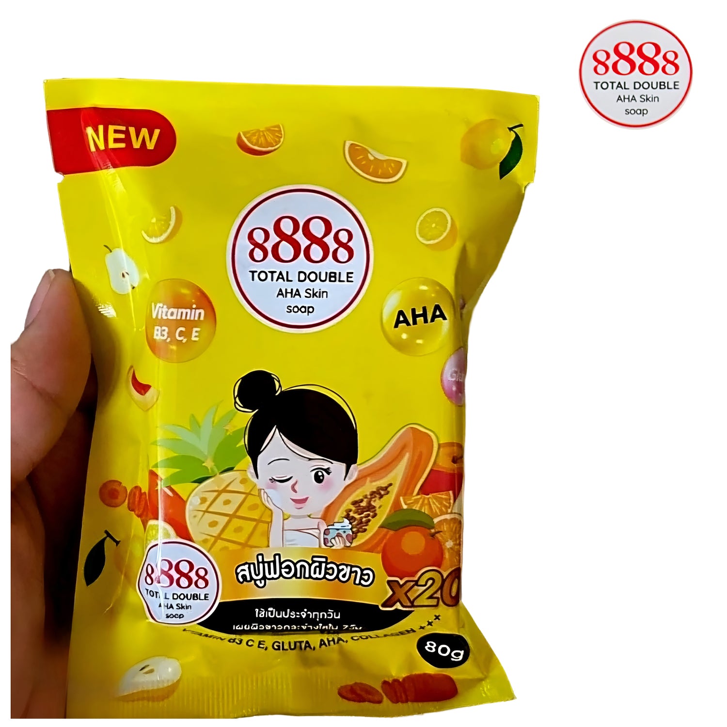 Original 8888 Total Double Whitening AHA Skin Soap - 80g