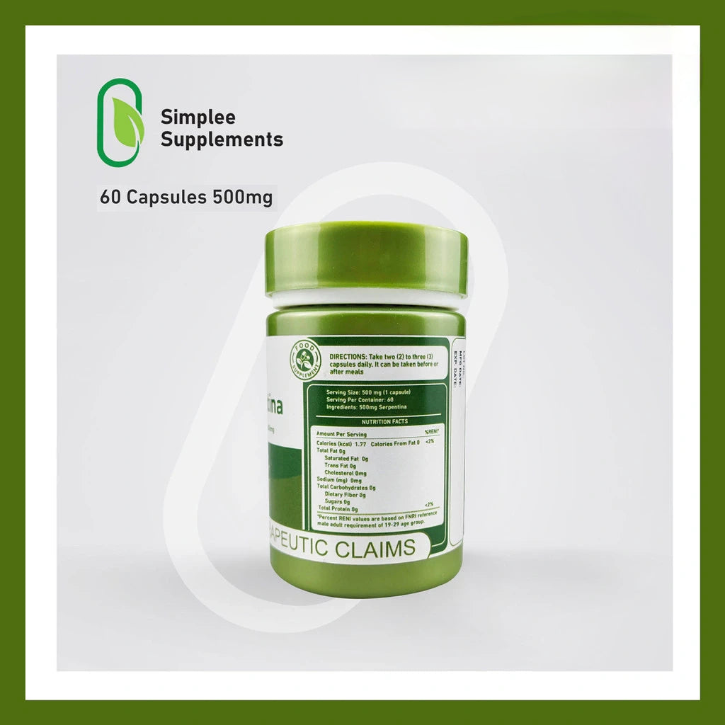 Simplee Supliments Simplee Supplements Serpentina 500mg – 60 Capsules – Sige Mart UAE