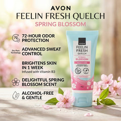 Avon Feelin Fresh Quelch Spring Blossom Brightening Antiperspirant Deo Cream - 50g