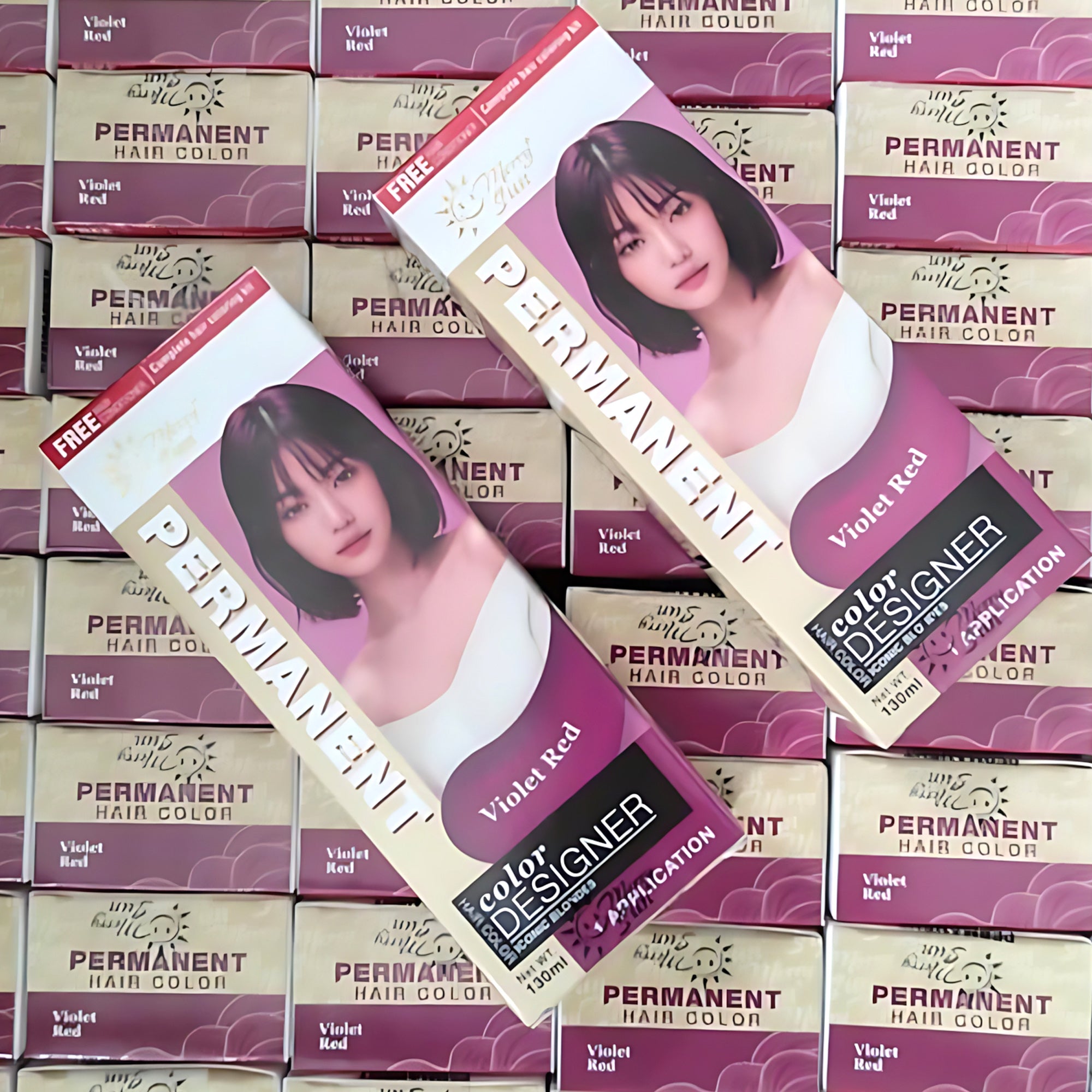 MerrySun Permanent Hair Color – Violet Red (Complete Hair Coloring Kit, 130mL)