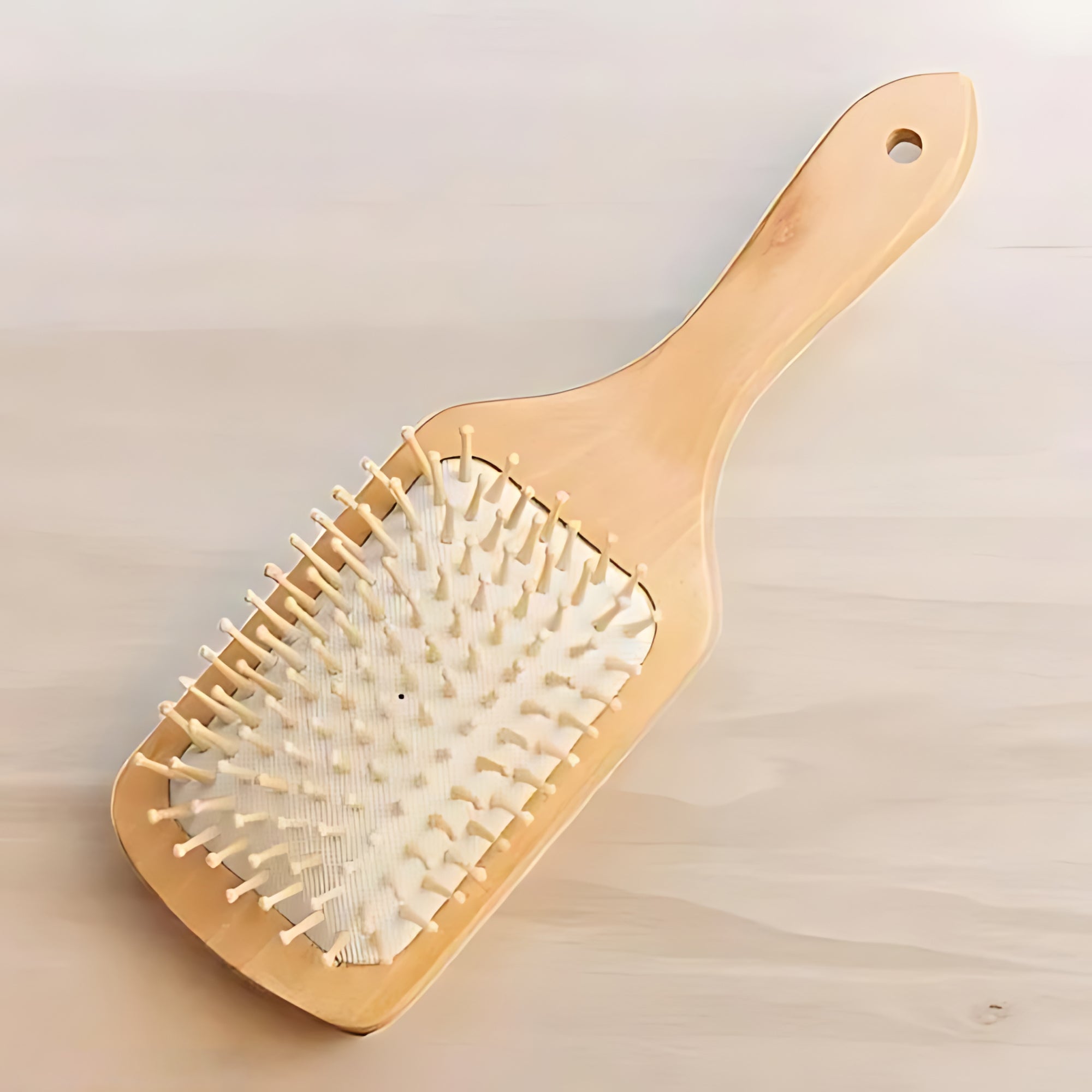 Wooden Paddle Hair Brush – Square White