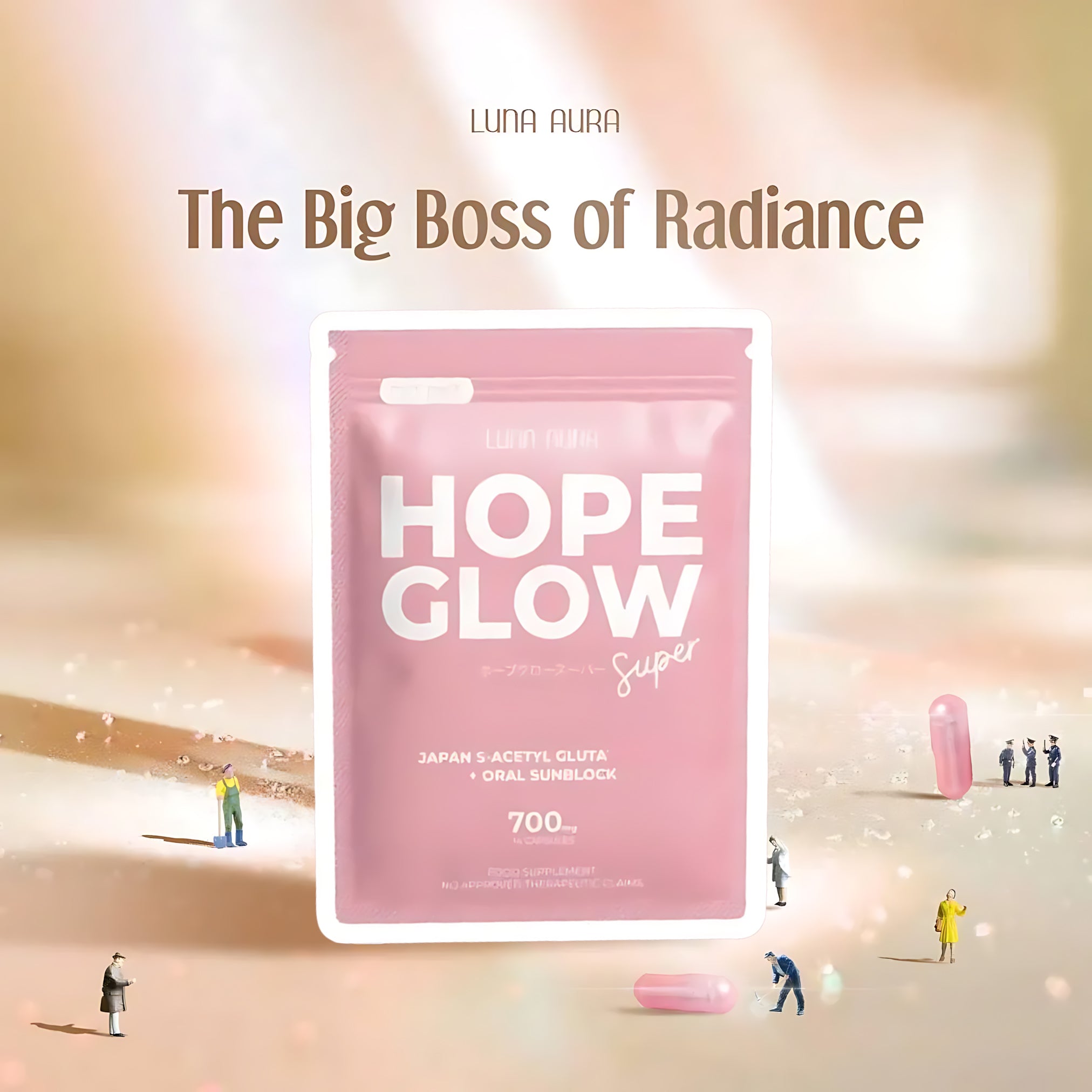 hope glow luna aura advanced glutathione Luna Aura Hope Glow Advanced Glutathione Super Mini – 700mg (14 Capsul – Sige Mart UAE