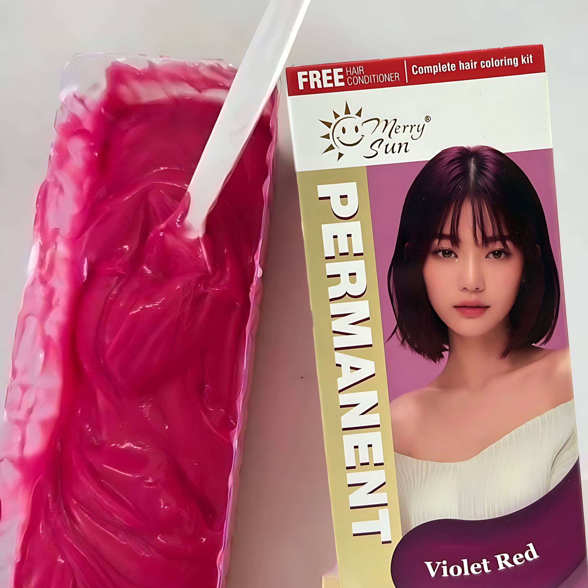 MerrySun Permanent Hair Color – Violet Red (Complete Hair Coloring Kit, 130mL)