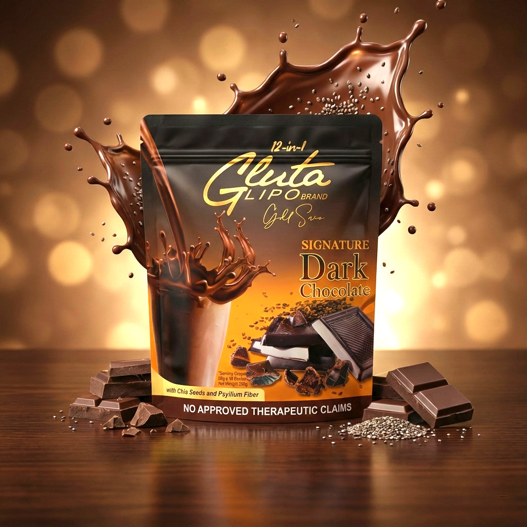 Glutalipo 12 in 1 Gluta Lipo Gold Series Signature Dark Chocolate – 25g X 10 Sachets