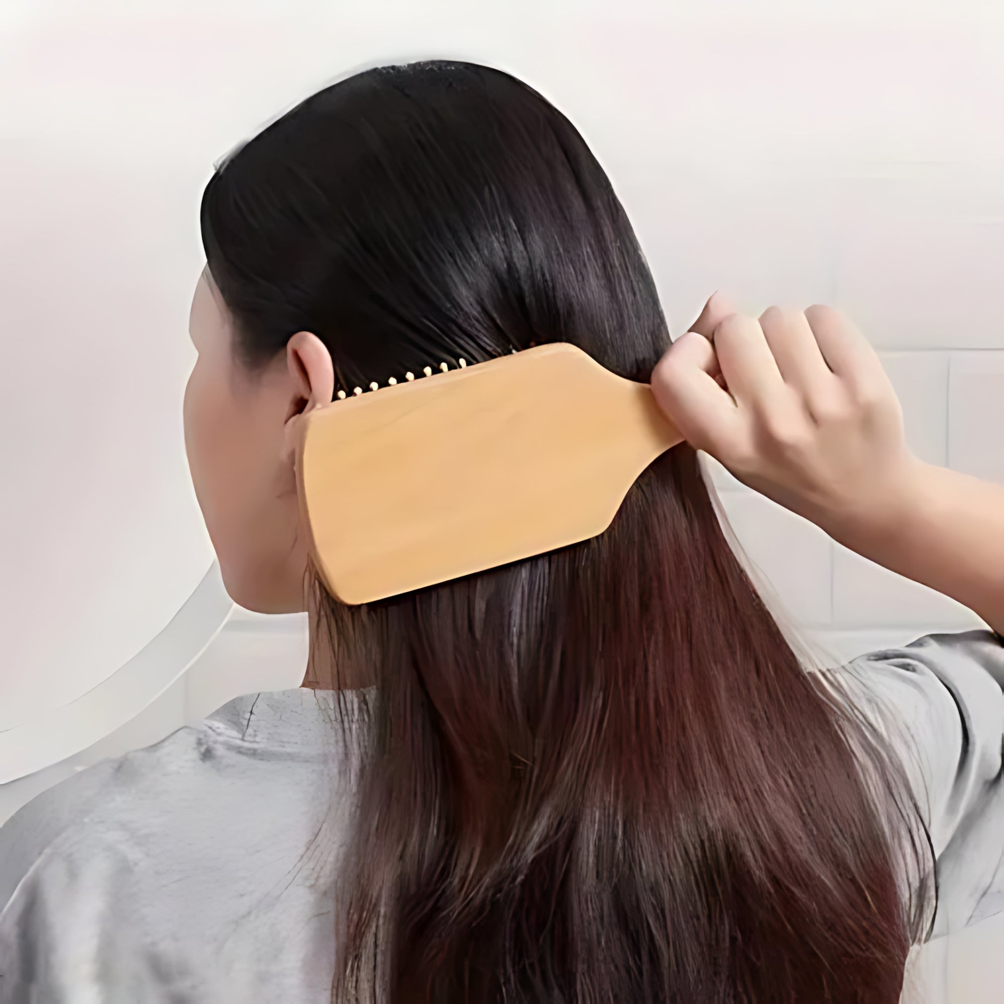 Wooden Paddle Hair Brush – Square White