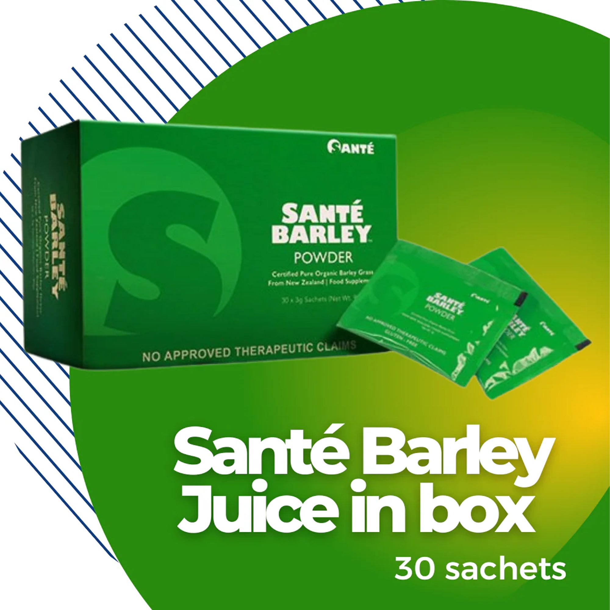 Santé Barley Powder with Stevia – 3g x 30 Sachets (90g Total)
