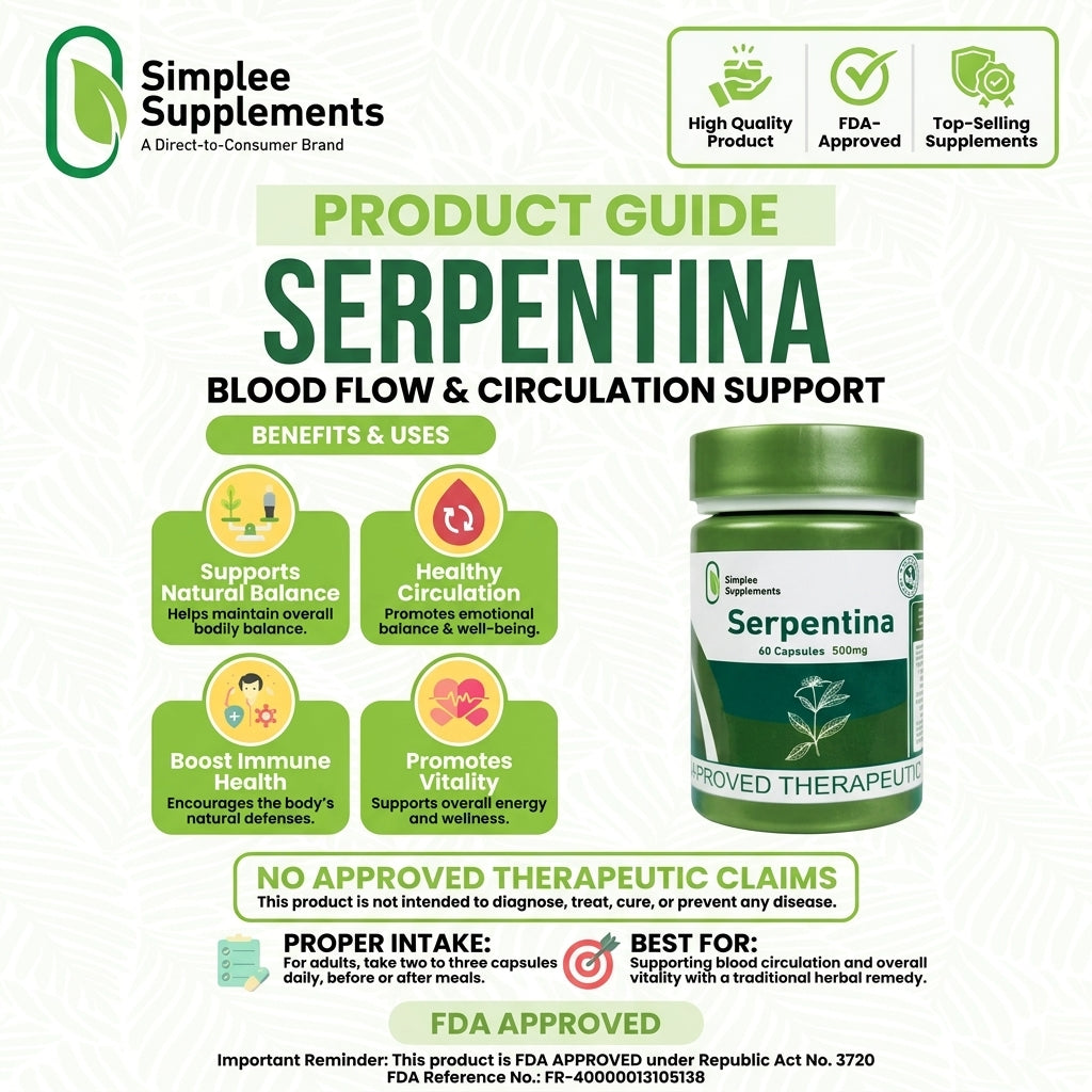 Simplee Supliments Simplee Supplements Serpentina 500mg – 60 Capsules – Sige Mart UAE