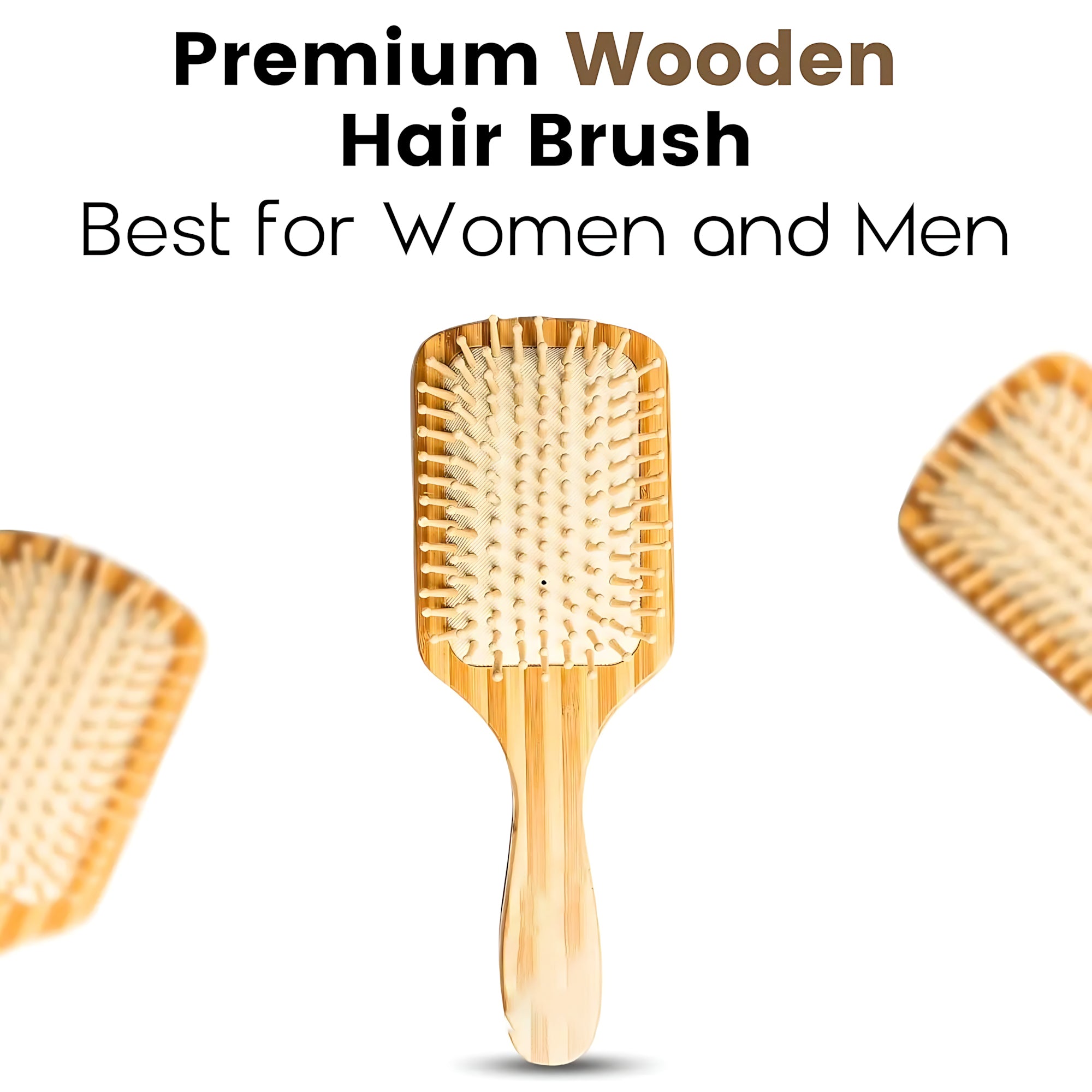 Wooden Paddle Hair Brush – Square White
