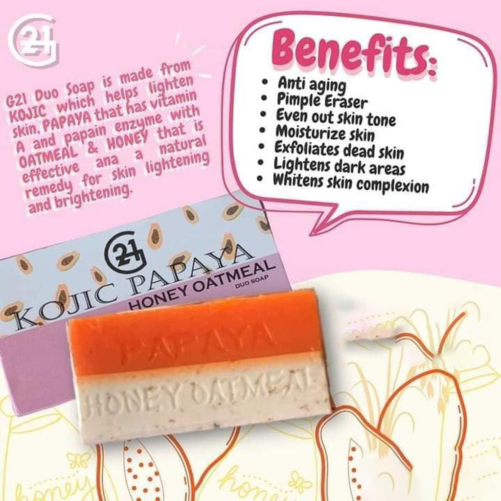 G21 Kojic Papaya Honey Oatmeal Whitening Soap – 60g