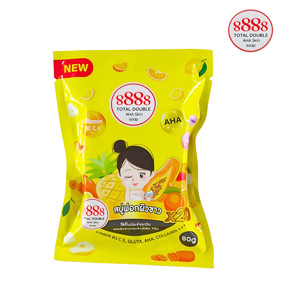 Original 8888 Total Double Whitening AHA Skin Soap - 80g