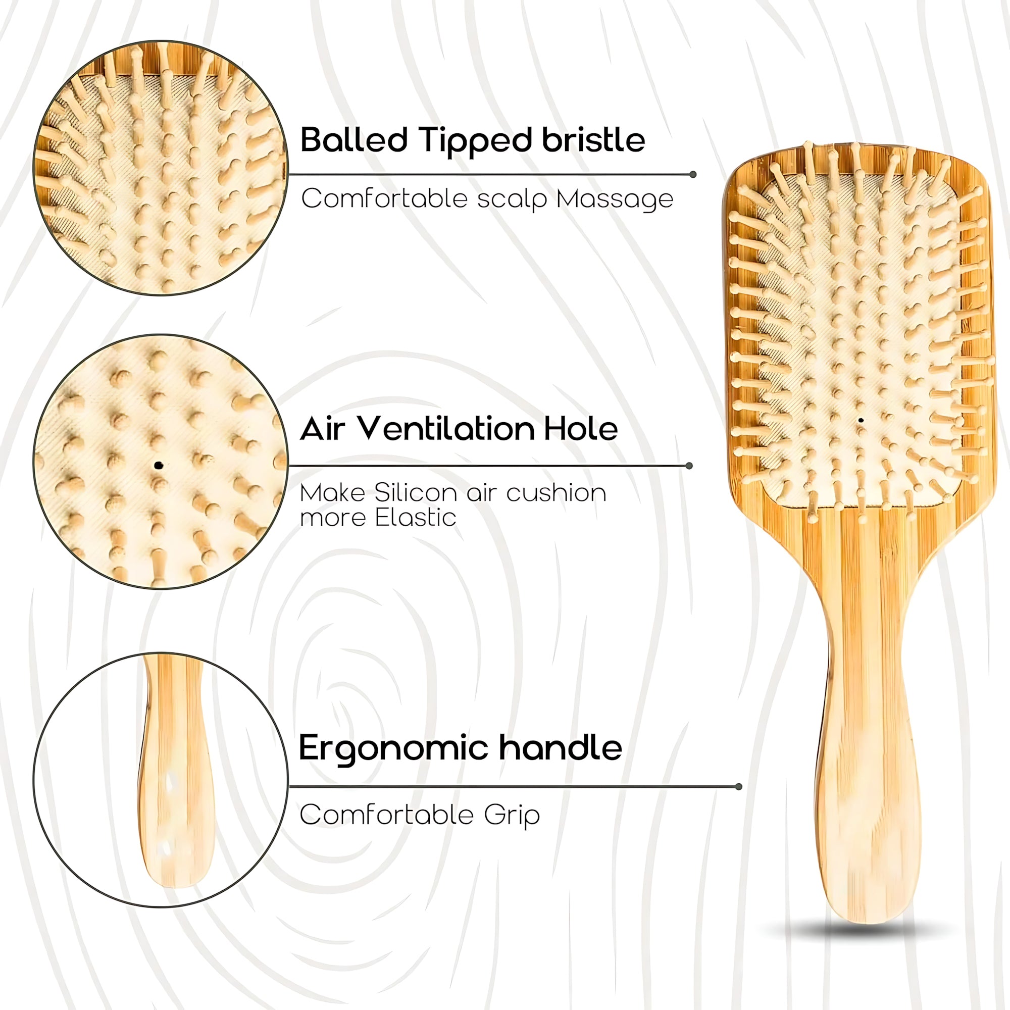 Wooden Paddle Hair Brush – Square White