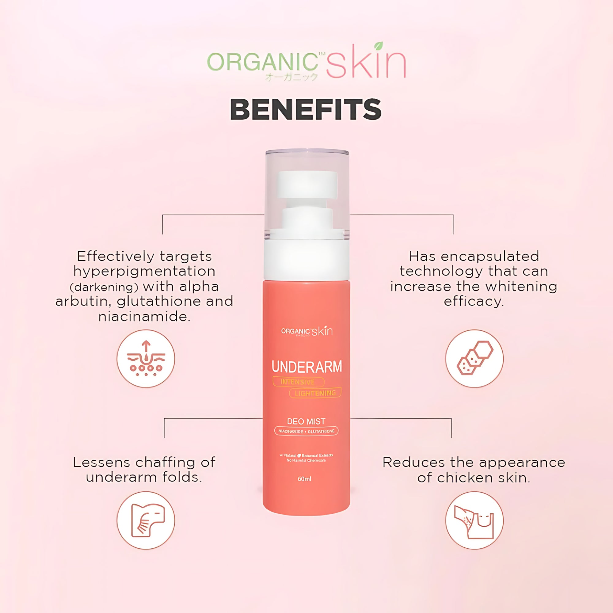 Organic Skin Intensive Brightening Underarm Deo Mist – 60ml