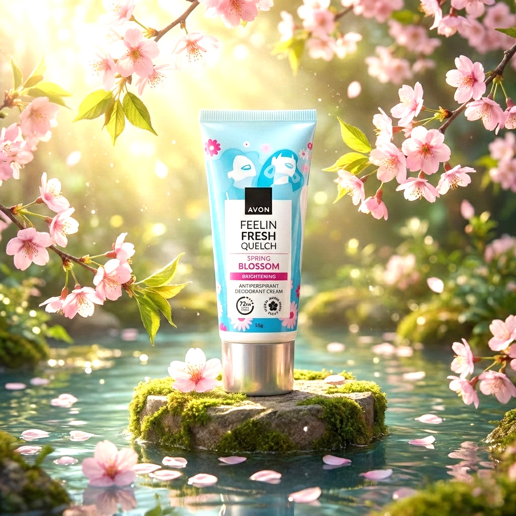 Avon Feelin Fresh Quelch Spring Blossom Brightening Antiperspirant Deo Cream – 55g