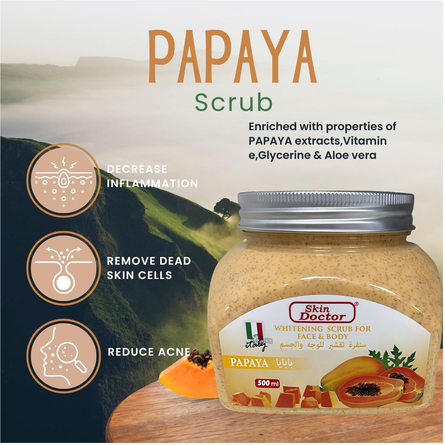 Skin Doctor Face & Body Whitening Scrub – Papaya 500ml
