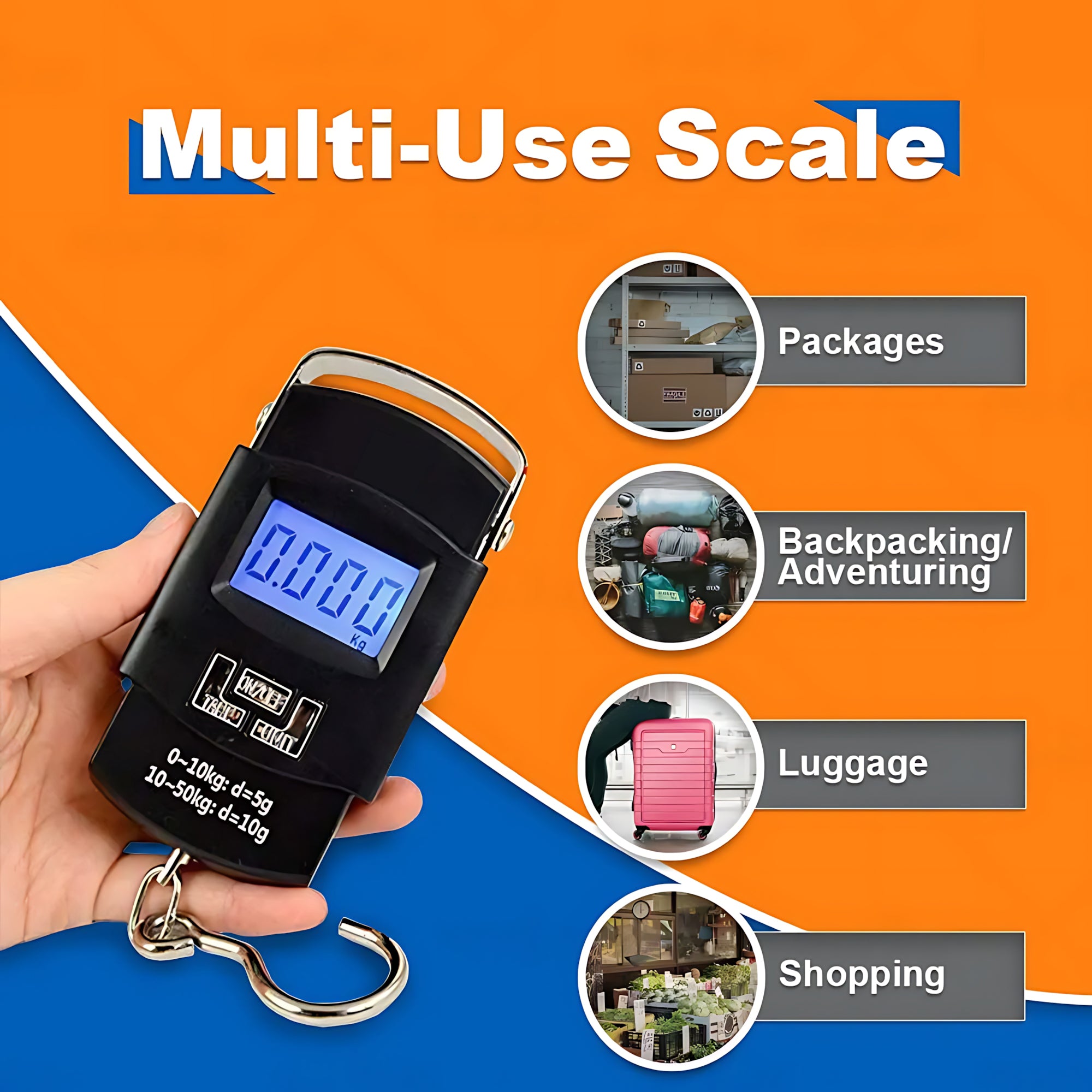 Jiham Portable Digital Hanging Electronic Scale – 50kg Capacity
