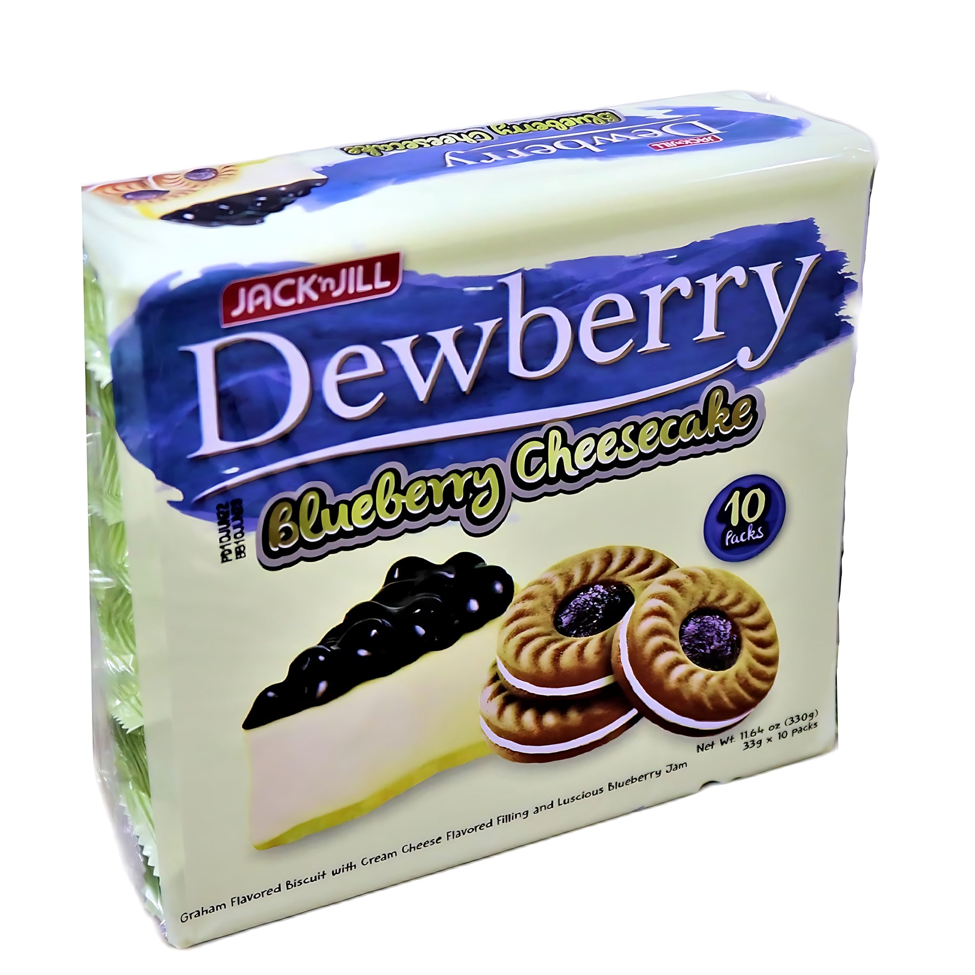 Jack ‘n Jill Dewberry Blueberry Cheesecake Biscuits – 330g (10 x 33g packs)