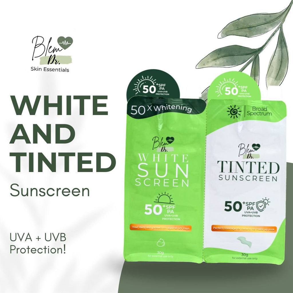 Blem Dr. White & Tinted Sunscreen Duo Pack – SPF 50 PA+++ (2 x 30g)