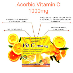 Acorbic Vit C – 1000mg Mix Powder Drink 12g x 10 Sachets - Orange Flavour