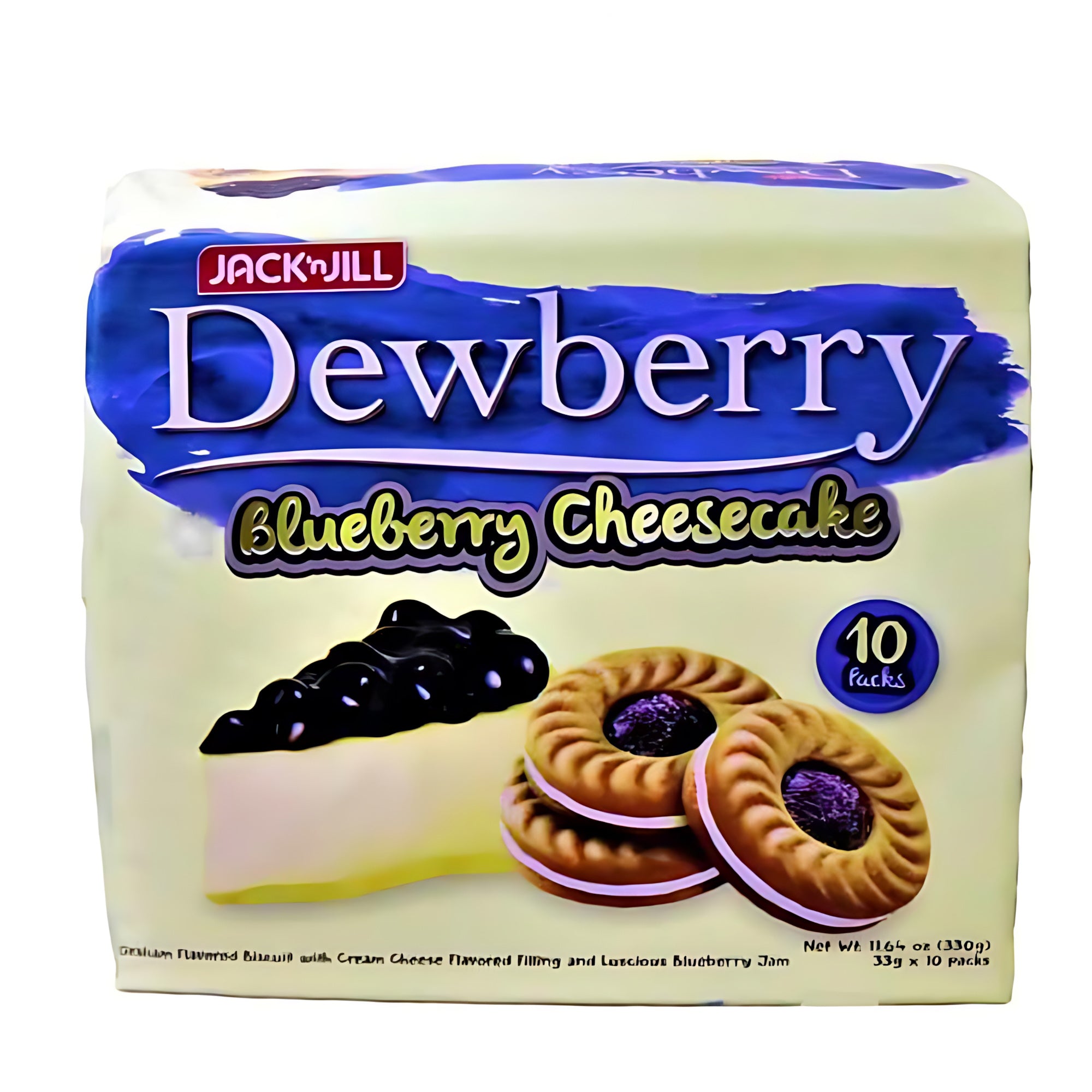 Jack ‘n Jill Dewberry Blueberry Cheesecake Biscuits – 330g (10 x 33g packs)