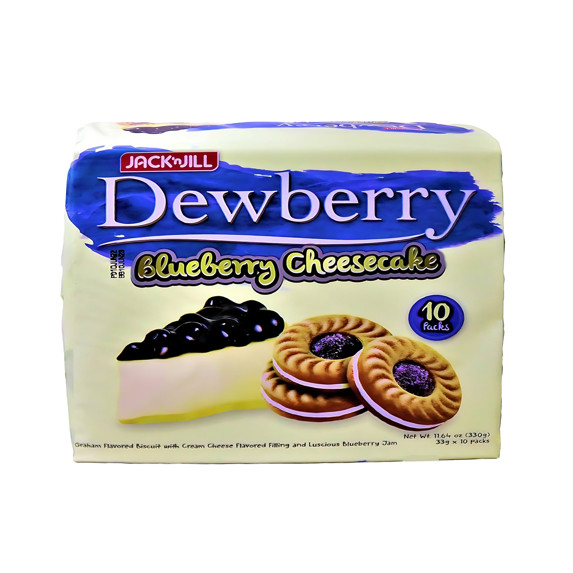 Jack ‘n Jill Dewberry Blueberry Cheesecake Biscuits – 330g (10 x 33g packs)