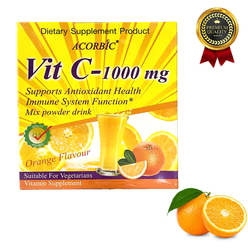 Acorbic Vit C – 1000mg Mix Powder Drink 12g x 10 Sachets - Orange Flavour