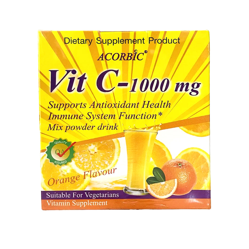 Acorbic Vit C – 1000mg Mix Powder Drink 12g x 10 Sachets - Orange Flavour