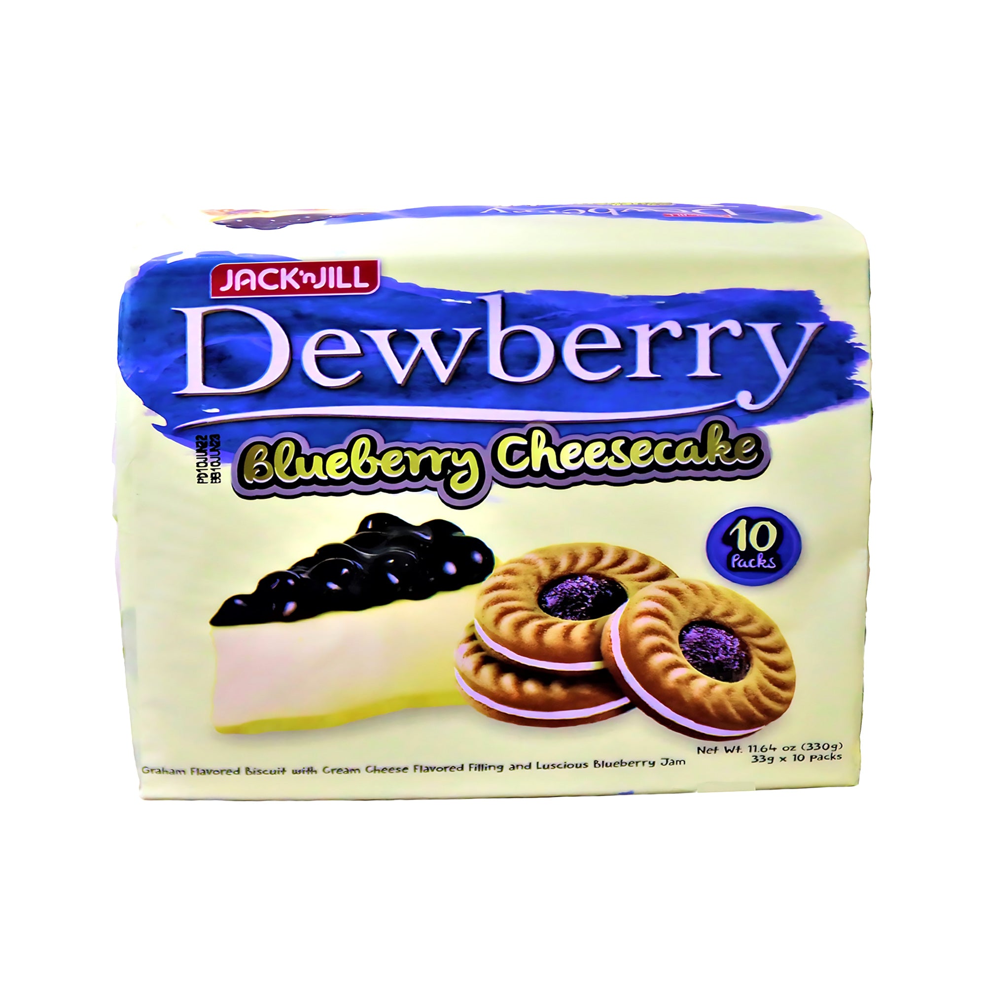 Jack ‘n Jill Dewberry Blueberry Cheesecake Biscuits – 330g (10 x 33g packs)