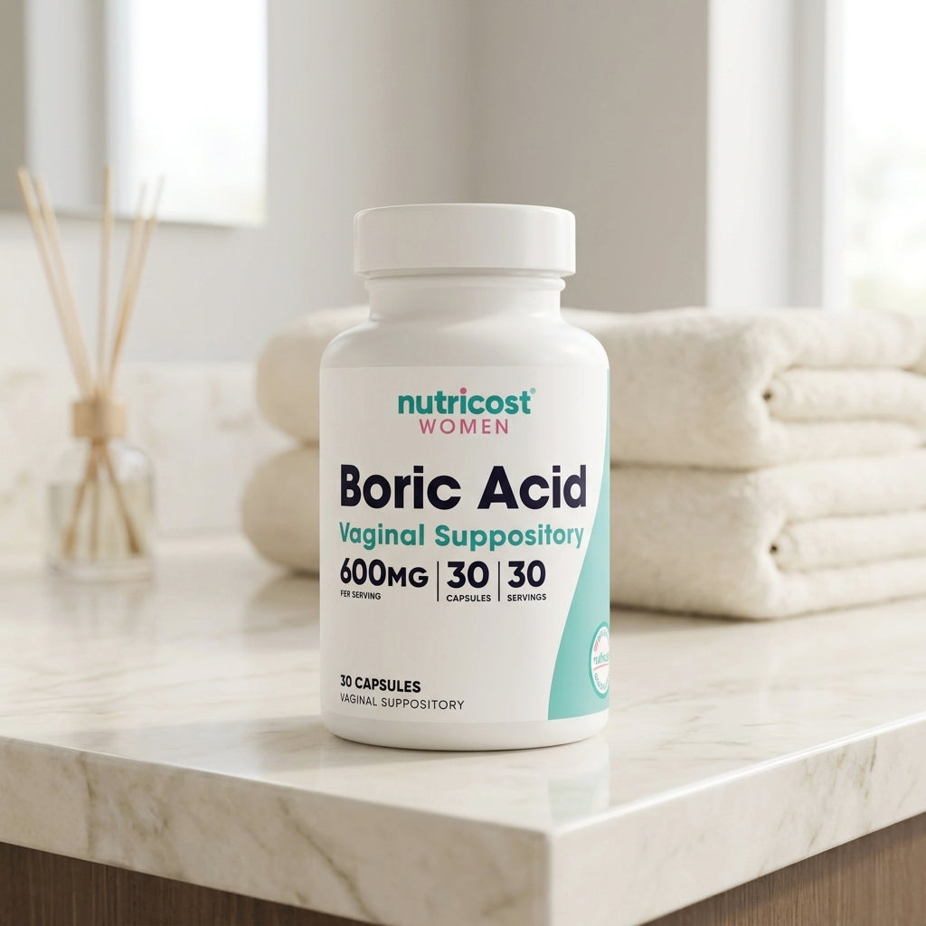 Nutricost Boric Acid Vaginal Suppositories 600mg – 30 Capsules