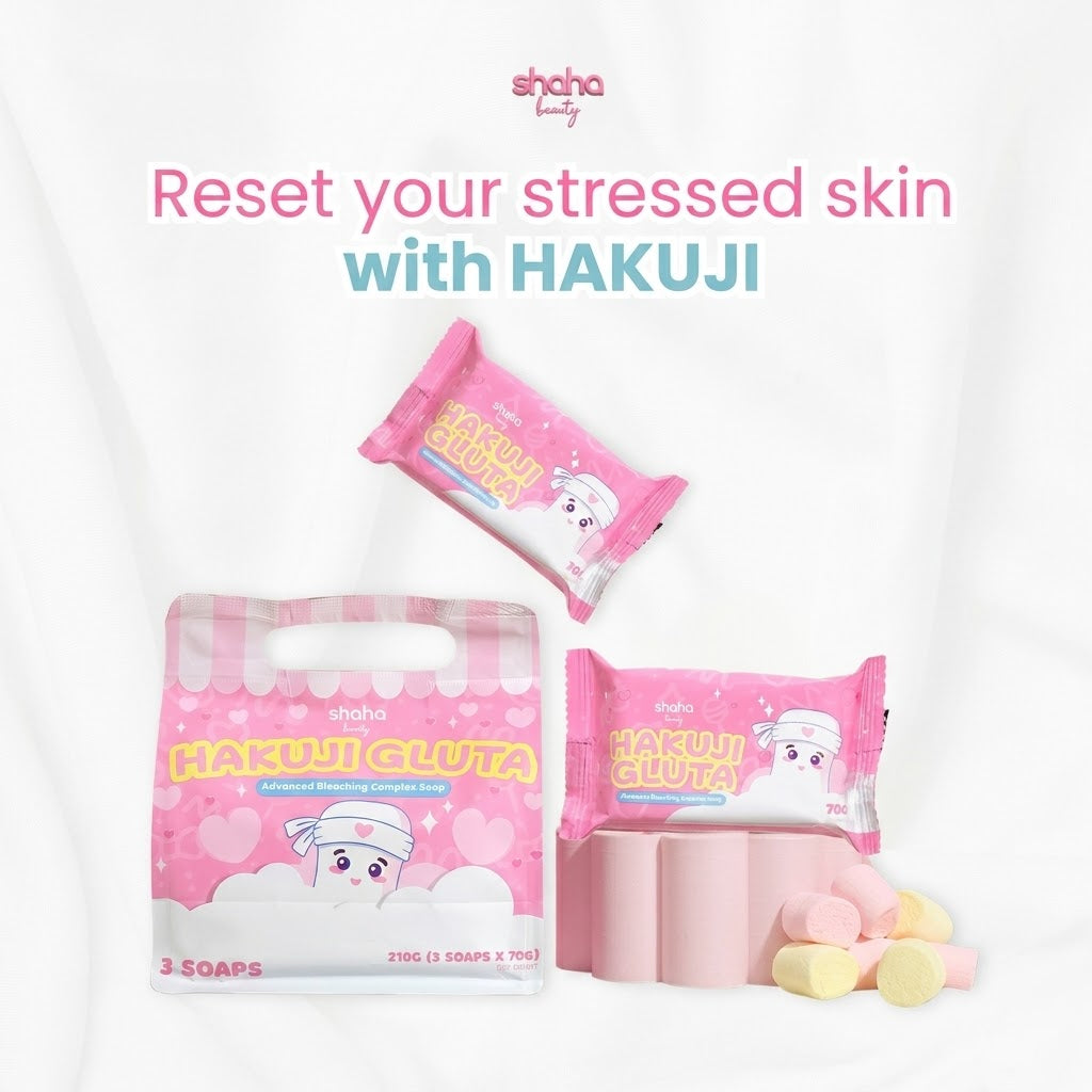 Shaha Beauty Hakuji Gluta Advanced Soap Set (210g | 3 Bars)