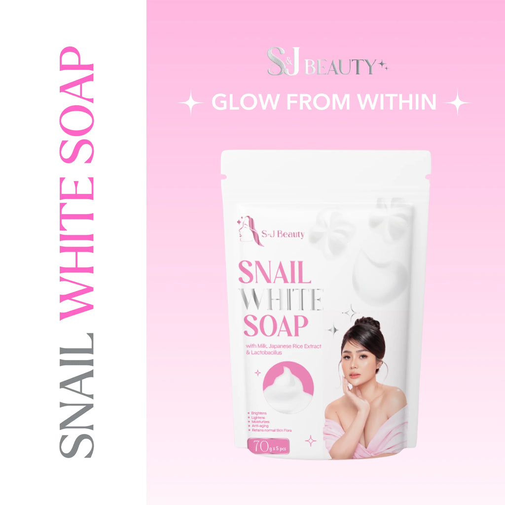 S&J Beauty Snail White Soap - 70g x 5 Bars (Total 350g)