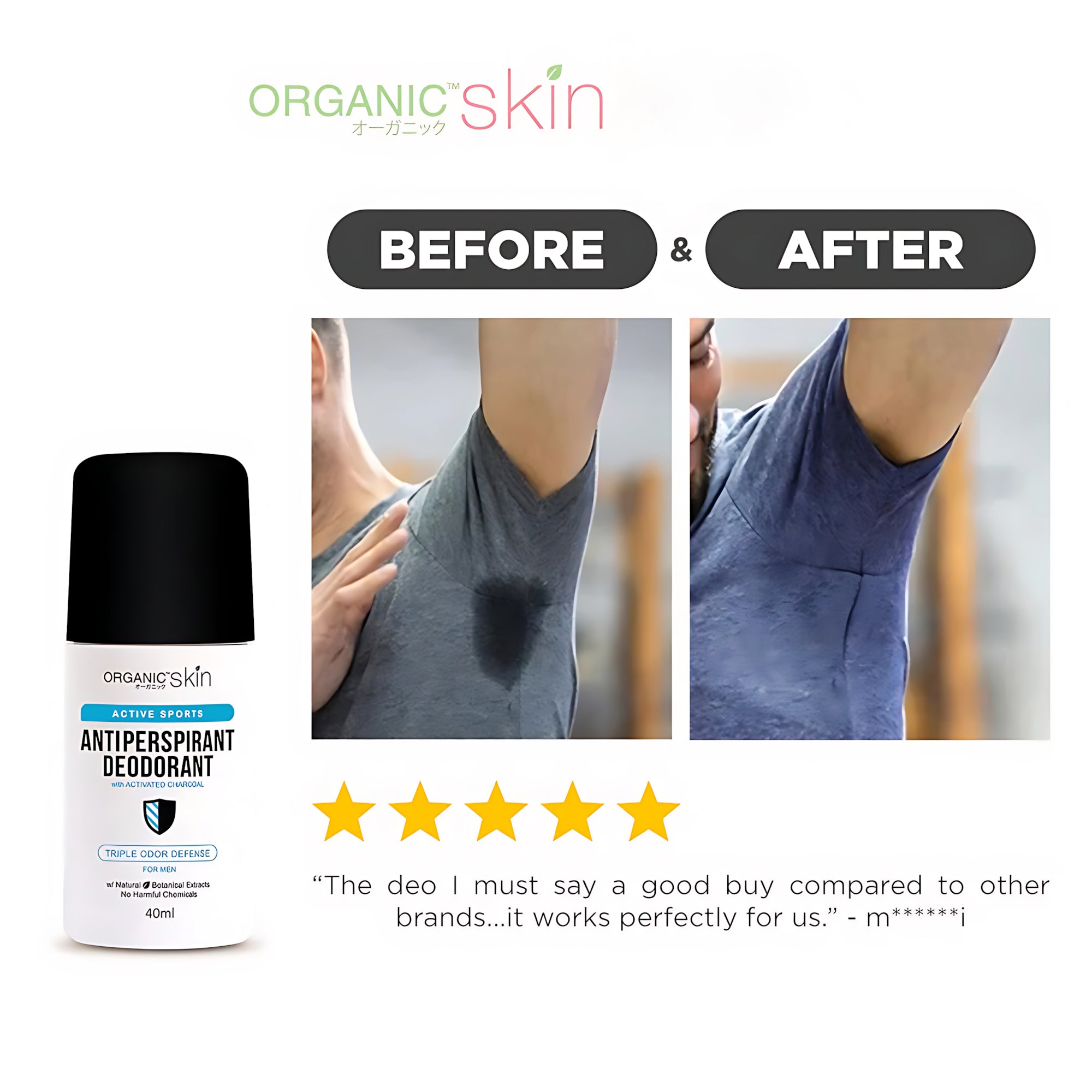 Organic Skin Active Sports Antiperspirant Deodorant for Men – 40ml