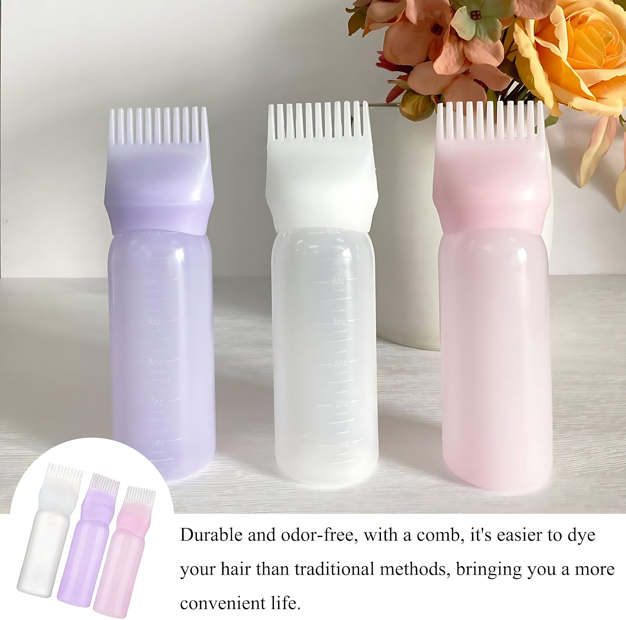 Hair Dye & Oil Applicator Bottle with Comb