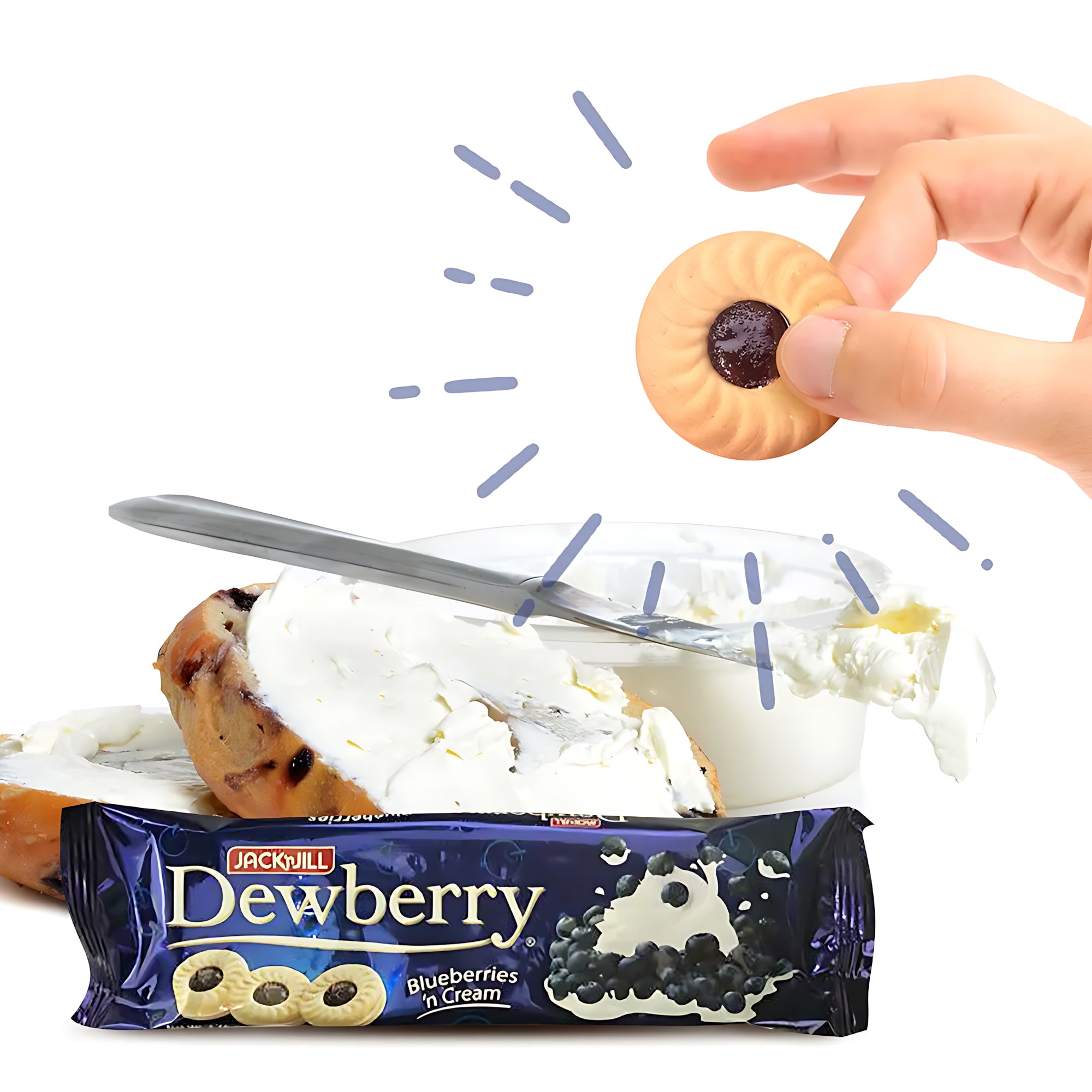 Jack ‘n Jill Dewberry Blueberries ’n Cream Biscuits – 10 x 33g Packs (330g Total)