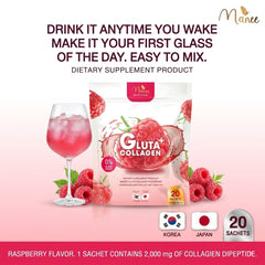 Manee Gluta Collagen Plus – Raspberry Flavor (20 Sachets × 10g Each)