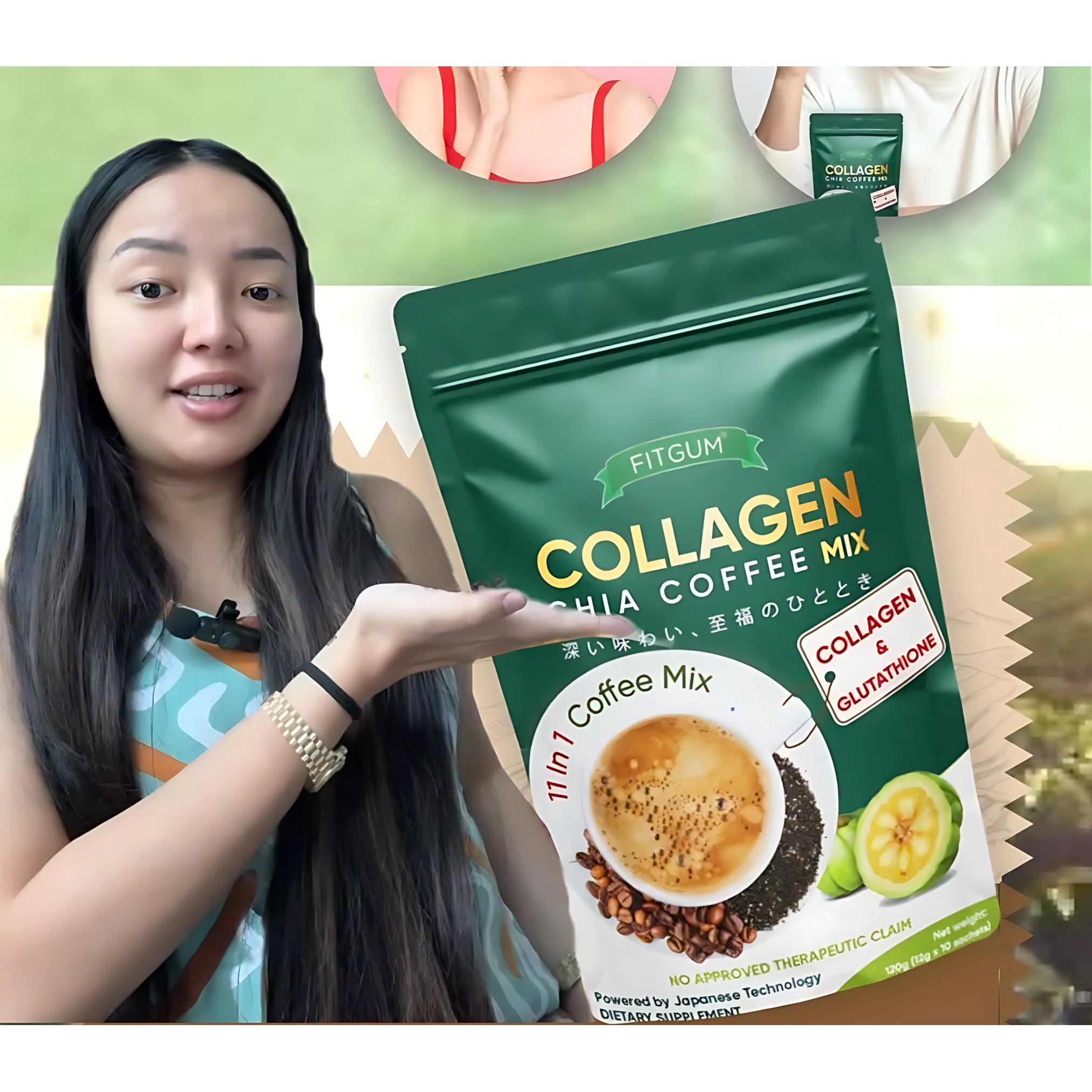 Fitgum Collagen Chia 11 in 1 Shape Coffee Mix – 12g x 10 Sachets