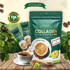 Fitgum Collagen Chia 11 in 1 Shape Coffee Mix – 12g x 10 Sachets