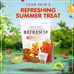 BMRS Beauty Essentials Placenta Collagen Refresco – Fruity Iced Tea (180g | 10 Sachets)