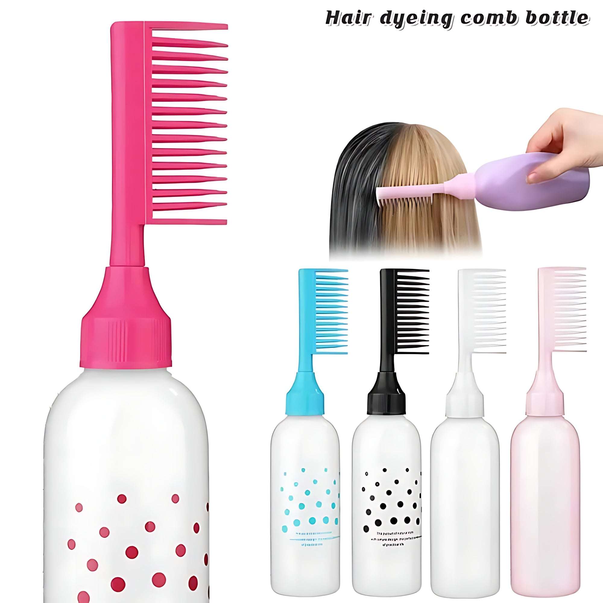 Hair Dye or Oil Applicator Bottle with Root Comb