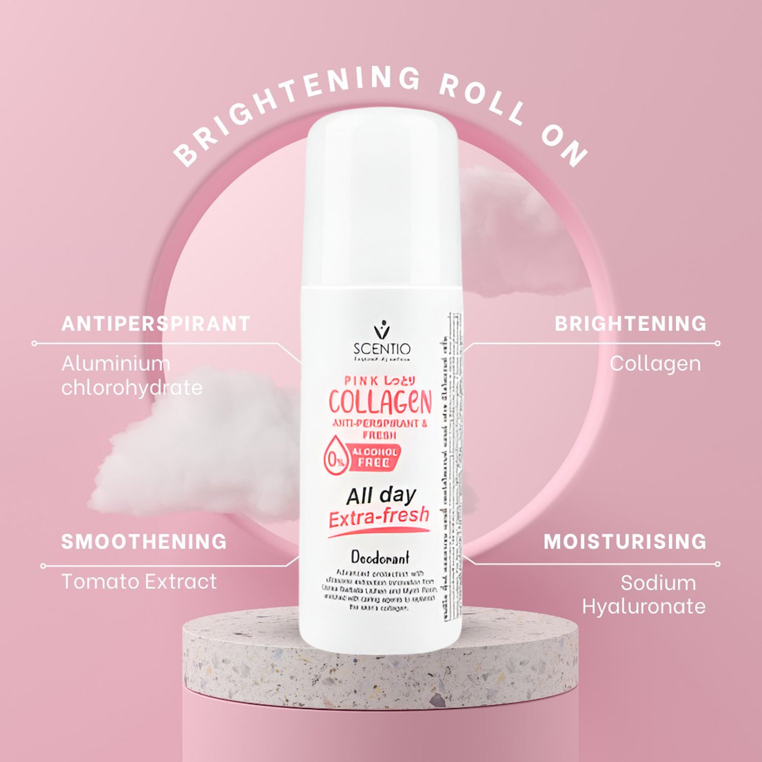 Scentio Pink Collagen Anti-Perspirant & Extra-Fresh Deodorant – 50ml