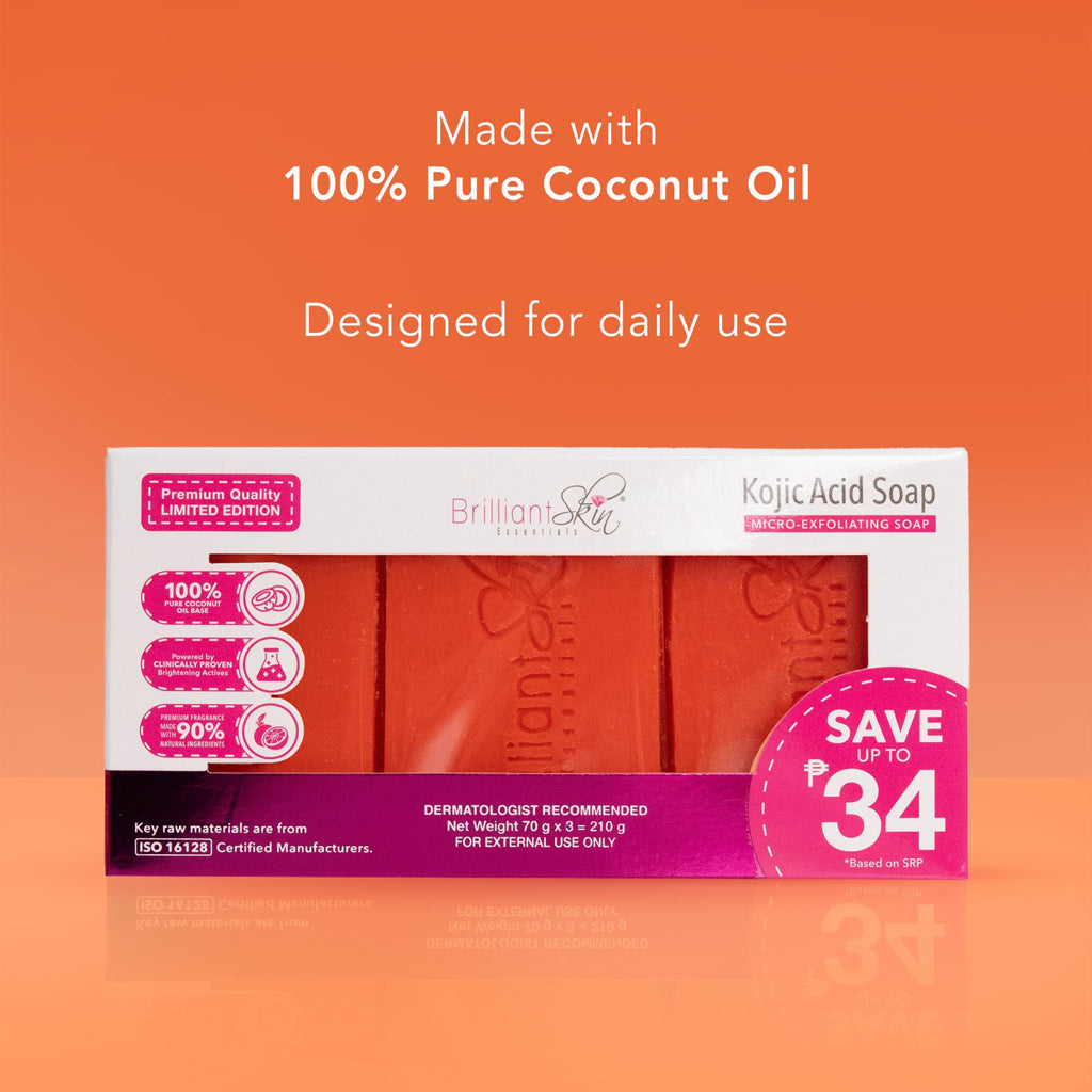 Brilliant Skin Essentials Kojic Acid Micro-Exfoliating Soap – 3 x 70g (210g Total)