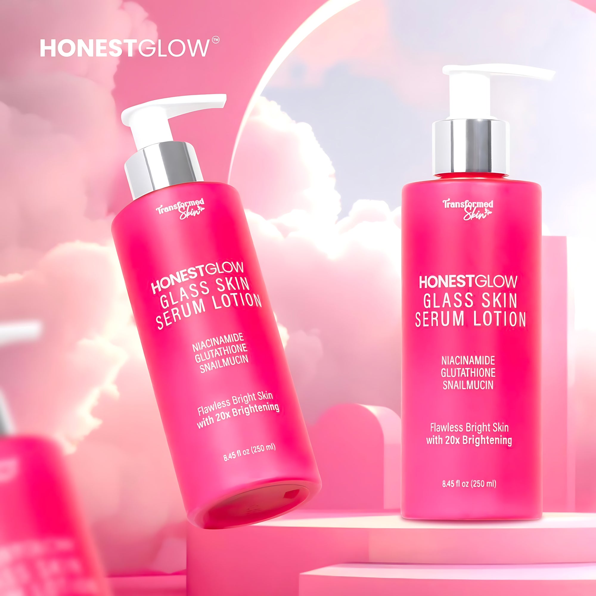 HONESTGLOW Glass Skin Serum Lotion – Niacinamide, Glutathione & Snail Mucin – SPF 50 PA+++(250ml)