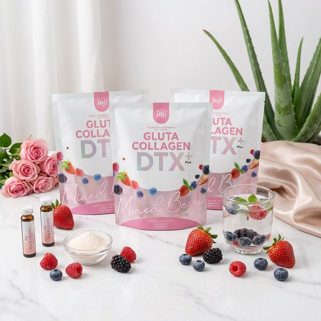 JOJI Secret Young Gluta Collagen DTX Plus+ Mixed Berry 10 Sachets × 20g Each - (3 Pcs Combo)