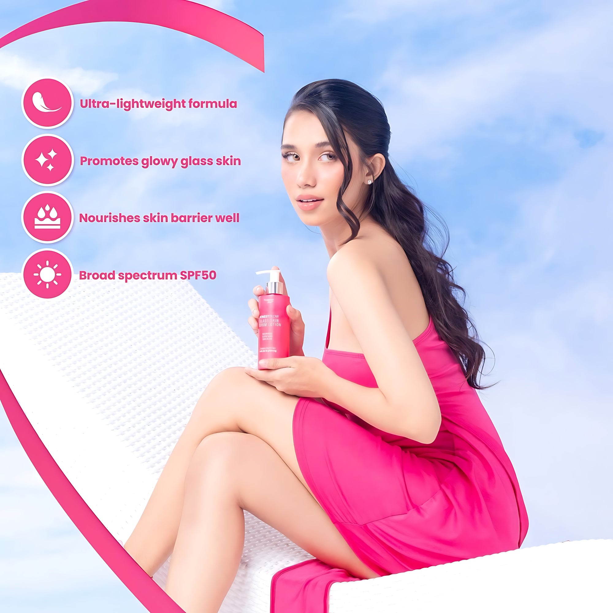 HONESTGLOW Glass Skin Serum Lotion – Niacinamide, Glutathione & Snail Mucin – SPF 50 PA+++(250ml)